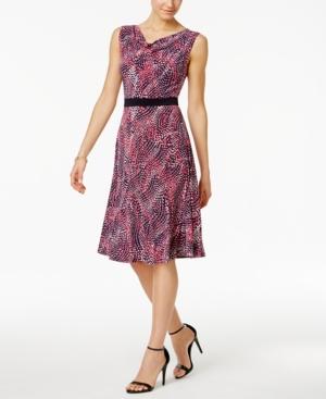 Jessica Howard Printed Cowl-neck A-line Dress