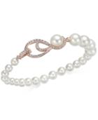 Danori Rose Gold-tone Imitation Graduated Pearl & Pave Bracelet, Created For Macy's