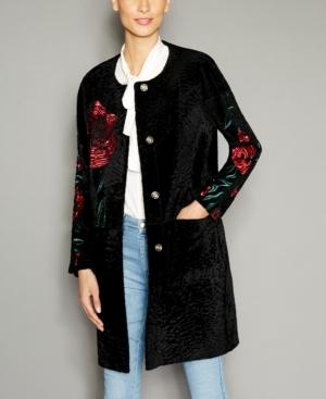 The Fur Vault Floral-embroidered Shearling Lamb Coat