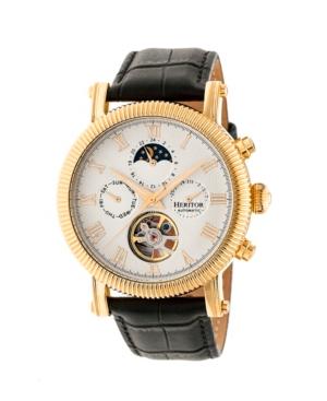 Heritor Automatic Winston Gold & White Leather Watches 45mm