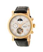 Heritor Automatic Winston Gold & White Leather Watches 45mm