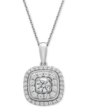 Wrapped In Love Diamond Double Halo Pendant Necklace (1 Ct. T.w.) In 14k White Gold, Created For Macy's