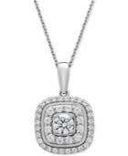 Wrapped In Love Diamond Double Halo Pendant Necklace (1 Ct. T.w.) In 14k White Gold, Created For Macy's