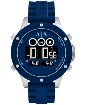 Ax Armani Exchange Men's Digital Wellworn Blue Silicone Strap Watch 48mm Ax1561