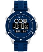 Ax Armani Exchange Men's Digital Wellworn Blue Silicone Strap Watch 48mm Ax1561