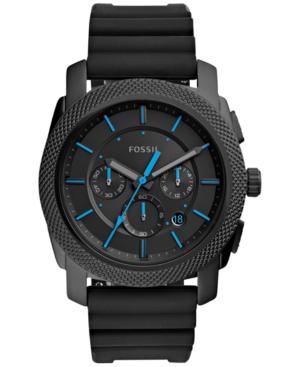 Fossil Men's Chronograph Machine Black Silicone Strap Watch 45mm Fs5323