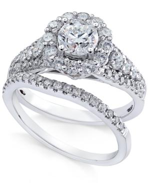 Diamond Halo Bridal Set (1-3/4 Ct. T.w.) In 14k White Gold
