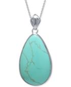 Manufactured Turquoise Teardrop Pendant Necklace In Sterling Silver