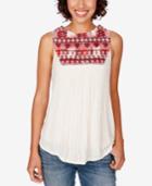 Lucky Brand Embroidered Ribbed Top