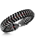 Scott Kay Men's Black & Red Woven Leather Bracelet In Sterling Silver