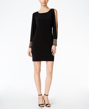 Calvin Klein Cold-shoulder Embellished Cuff Dress