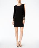 Calvin Klein Cold-shoulder Embellished Cuff Dress