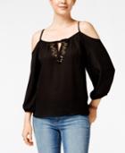 Bcx Juniors' Embellished Cold-shoulder Blouse