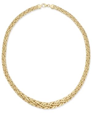 Italian Gold Polished Weave-style Collar Necklace In 14k Gold