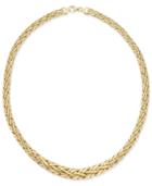 Italian Gold Polished Weave-style Collar Necklace In 14k Gold
