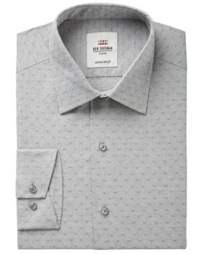Ben Sherman Men's Slim-fit Grey Heather Dobby Dress Shirt
