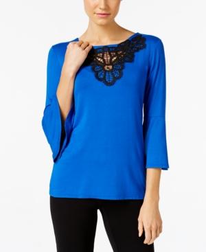 Ny Collection Petite Crochet-trim Top