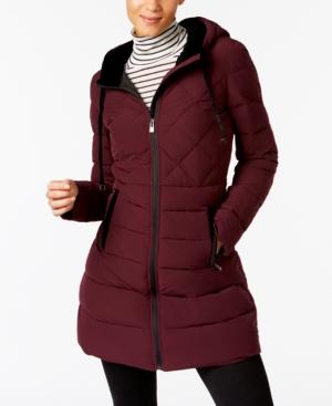 Inc International Concepts Velvet-trim Puffer Coat, Created For Macy's