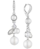 Givenchy Silver-tone Pearl And Crystal Drop Earrings