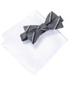 Alfani Grey Bow Tie & Pocket Square Set, Only At Macy's