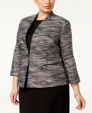 Kasper Plus Size Metallic Tweed Blazer
