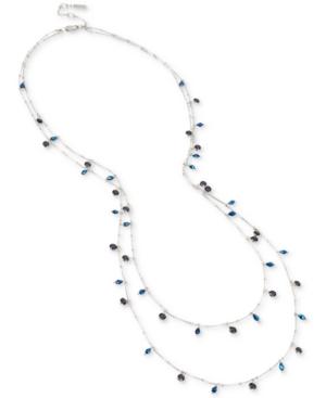 Kenneth Cole New York Hematite-tone Dark Stone & Bead Double-layer Necklace