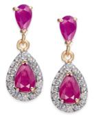 Ruby (1-5/8 Ct. T.w.) & Diamond (1/4 Ct. T.w.) Drop Earrings In 14k Gold