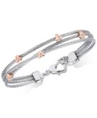 Charriol White Topaz Two-tone Bangle Bracelet (1/4 Ct. T.w.) In Stainless Steel And Rose Gold-tone Stainless Steel