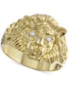 Diamond Accent Lion Ring In 10k Gold