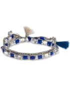 Lonna & Lilly Silver-tone Blue Beaded Tassel Wrap Bracelet