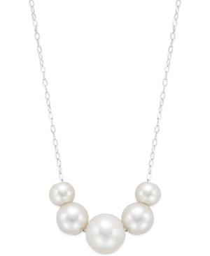 Cultured Freshwater Pearl Slide Necklace (6, 8 And 10mm) In Sterling Silver