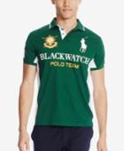 Polo Ralph Lauren Men's Black Watch Custom-fit Pieced Polo Shirt