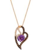 Le Vian Amethyst (1-3/8 Ct. T.w.), White Topaz (1/3 Ct. T.w.) And Smoky Quartz (1/3 Ct. T.w.) Heart Pendant Necklace In 14k Rose Gold