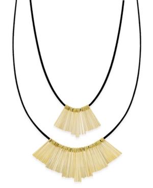 Inc International Concepts Gold-tone Imitation Suede Double Row Necklace, Created For Macy's
