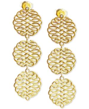 Diamond Accent Triple Drop Earrings In 18k Gold-plated Sterling Silver