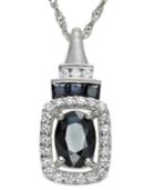 14k White Gold Necklace, Sapphire (1 Ct. T.w.) And Diamond (1/5 Ct. T.w.) Pendant