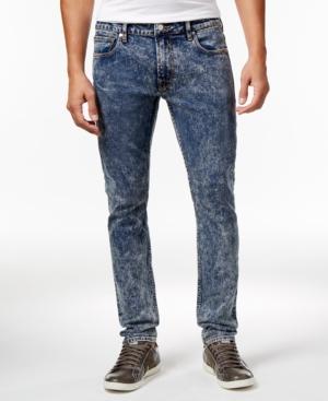 Guess Men's Indigo Skinny-fit Acid Wash Jeans