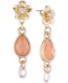 Lonna & Lilly Gold-tone Multi-stone Flower Drop Earrings