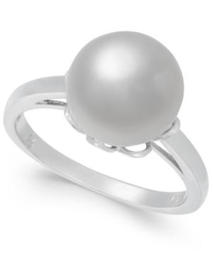 Cultured White South Sea Pearl (10mm) Ring In 14k White Gold