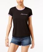 Mighty Fine Juniors' Nevermind Graphic Ringer T-shirt