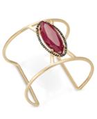 Inc International Concepts Gold-tone Hematite Pave & Dark Pink Stone Open Cuff Bracelet, Only At Macy's