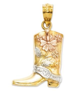 14k Gold And Sterling Silver, Floral Boot Charm