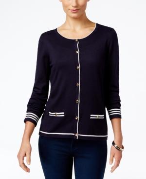 Karen Scott Resort Striped Cardigan, Only At Macy's