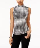 Charter Club Houndstooth Mock-neck Top, Only At Macy's