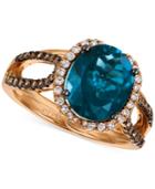 Le Vian Chocolatier London Blue Topaz (4 Ct. T.w.) And Diamond (3/8 Ct. T.w.) Ring In 14k Rose Gold