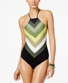 Vince Camuto High-neck Colorblocked One-piece Swimsuit Women's Swimsuit