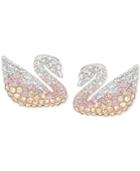 Swarovski Silver-tone Ombre Crystal Swan Stud Earrings