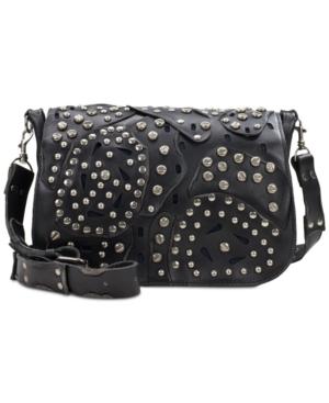 Patricia Nash Studded Link Rosa Square Flap Small Saddle Bag