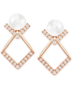 Swarovski Imitation Glass Pearl And Pave Earring Jacket Earrings
