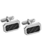 Stainless Steel Cuff Links, Carbon Fiber Inlay Cuff Links